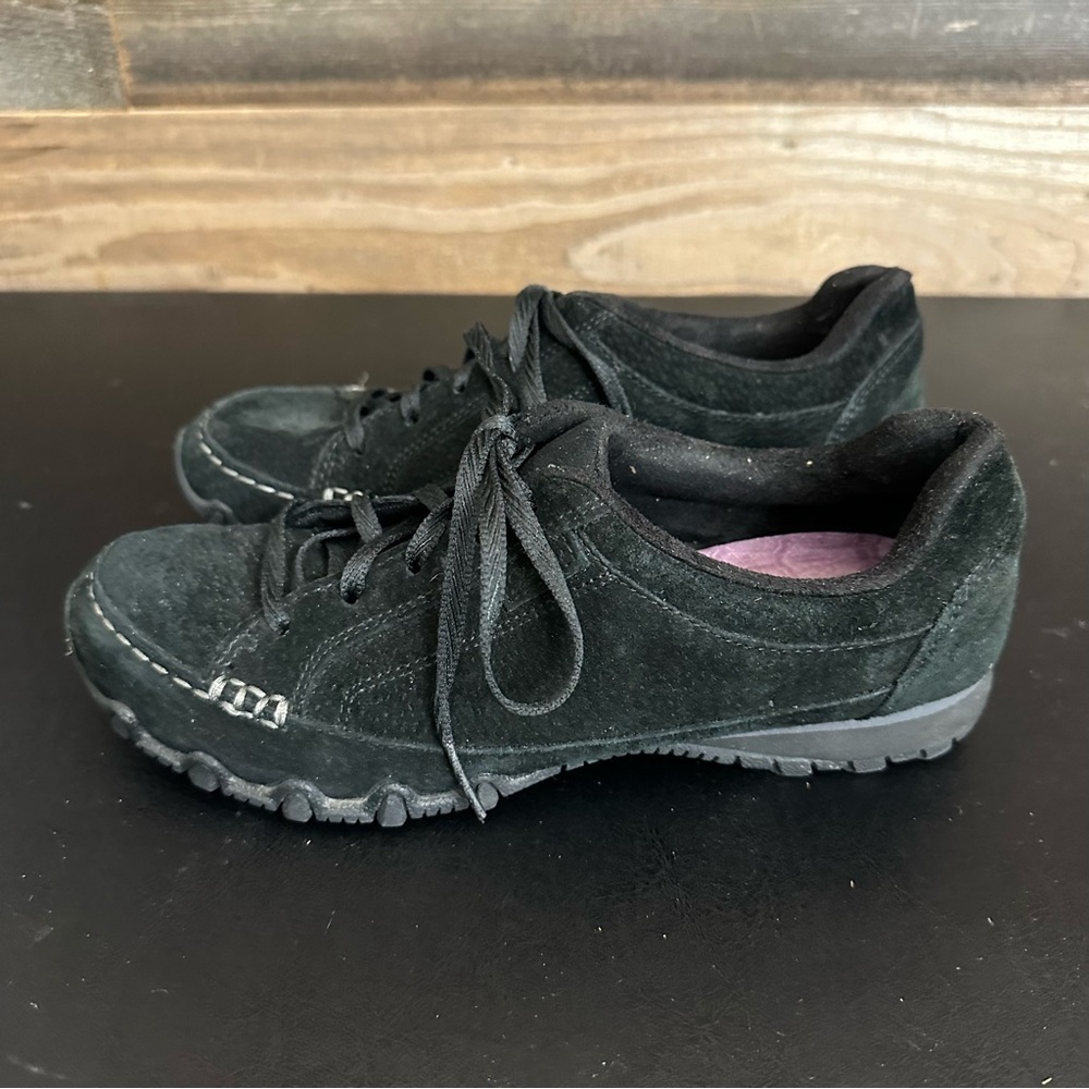 Skechers Womens Relaxed Fit Air Cooled Memory Foam Black Leather Shoes 7M